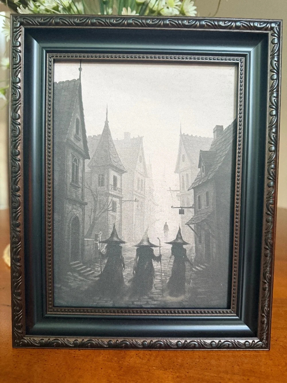 Vintage Gothic Halloween Framed Wall Art Three Witches 8 x 10 new